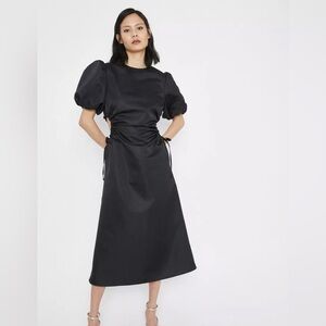 Warehouse satin cutout dress with side ties